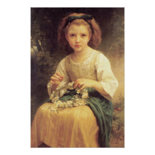 William-Adolphe Bouguereau Kind Braiding a Crown Poster