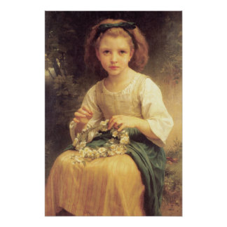 William-Adolphe Bouguereau Kind Braiding a Crown Poster