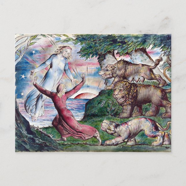 William Blake Dante läuft von den drei Bestien Postkarte (Vorderseite)