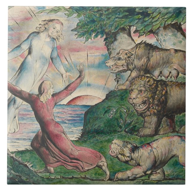 William Blake - Dante Running von den drei Bestien Fliese (Vorderseite)