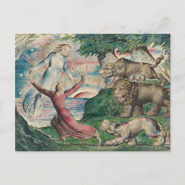 William Blake - Dante Running von den drei Bestien Postkarte (Vorderseite)