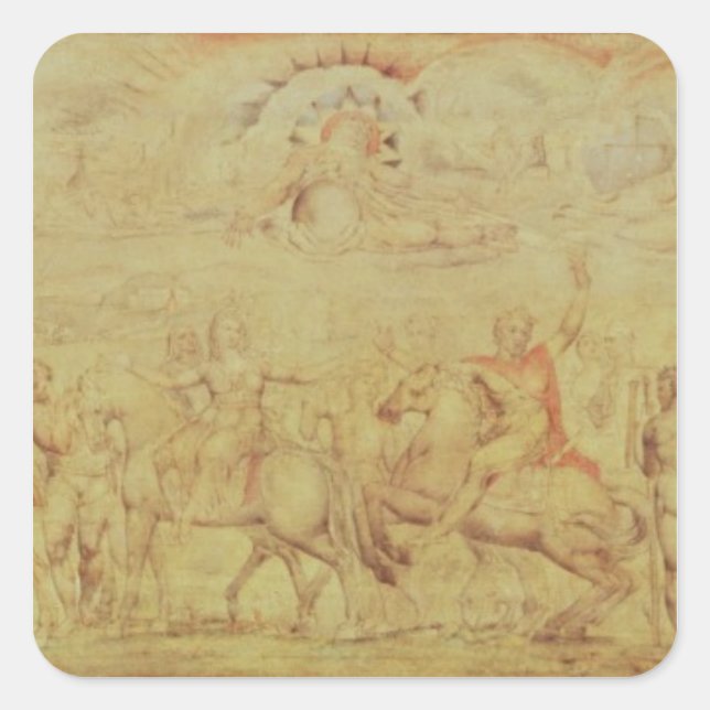 William Blake | Die Fee Queene Quadratischer Aufkleber (Vorderseite)