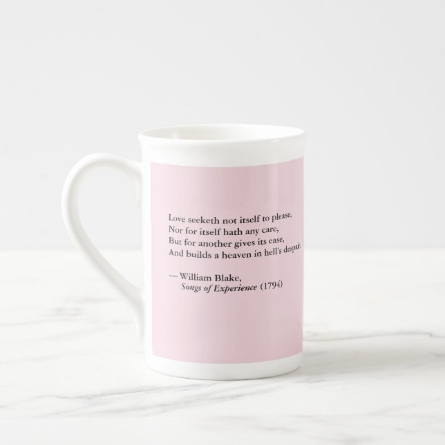 William Blake "Liebe Seeketh Not" Knochen-China-Ta Prozellantasse (Links)