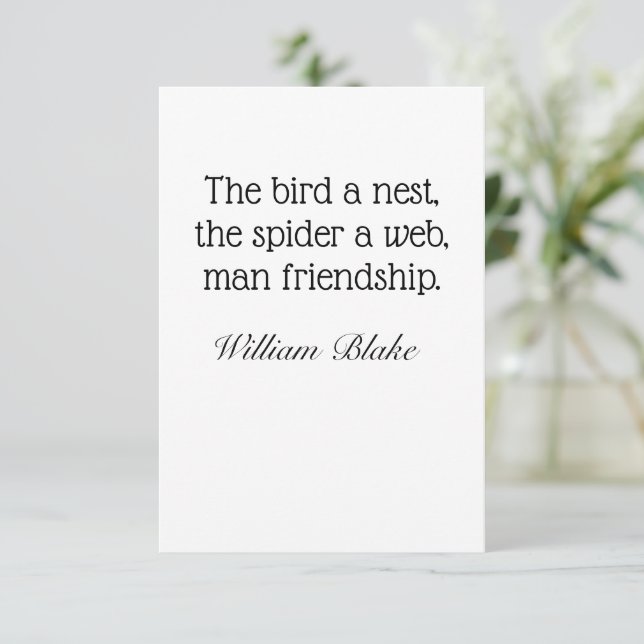 William Blake Quote Friendship Karte (Stehend Vorderseite)
