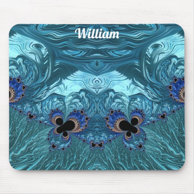 WILLIAM ~ Blue Aqua und Black Design Mousepad (Vorne)