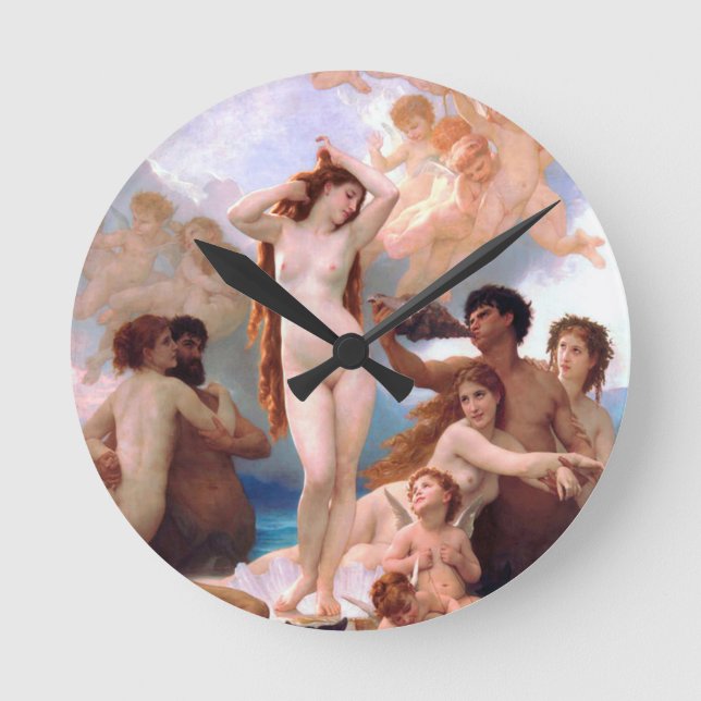 William Bouguereau - The Birth of Venus 1879 Runde Wanduhr (Vorderseite)
