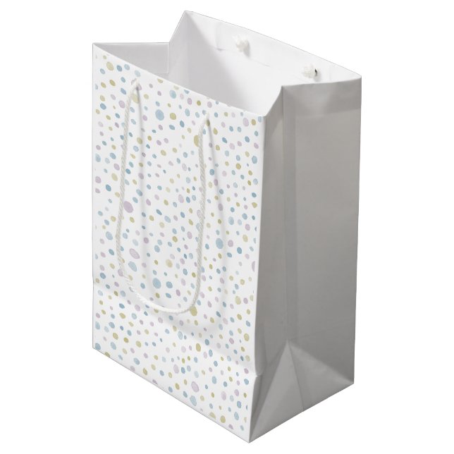 William Confetti Watercolor Dots Geschenktasche Mittlere Geschenktüte (Vorderseite Schrägansicht)