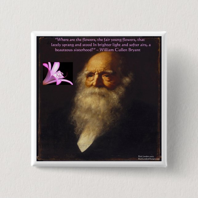 William Cullen Bryant Blume Gedicht Button (Vorderseite)