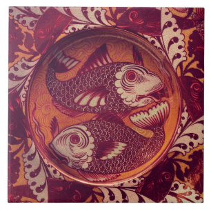 William * De Morgan Fish Red Fliese