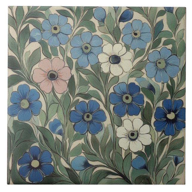 William De Morgan Flowers Fliese (Vorderseite)