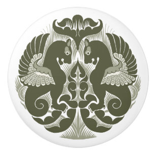 William De Morgan Green Griffins Keramikgriff Keramikknauf