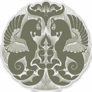 William De Morgan Green Griffins Vinyl-Aufkleber Aufkleber