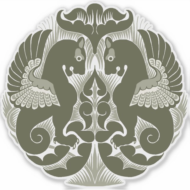 William De Morgan Green Griffins Vinyl Sticker (Vorderseite)