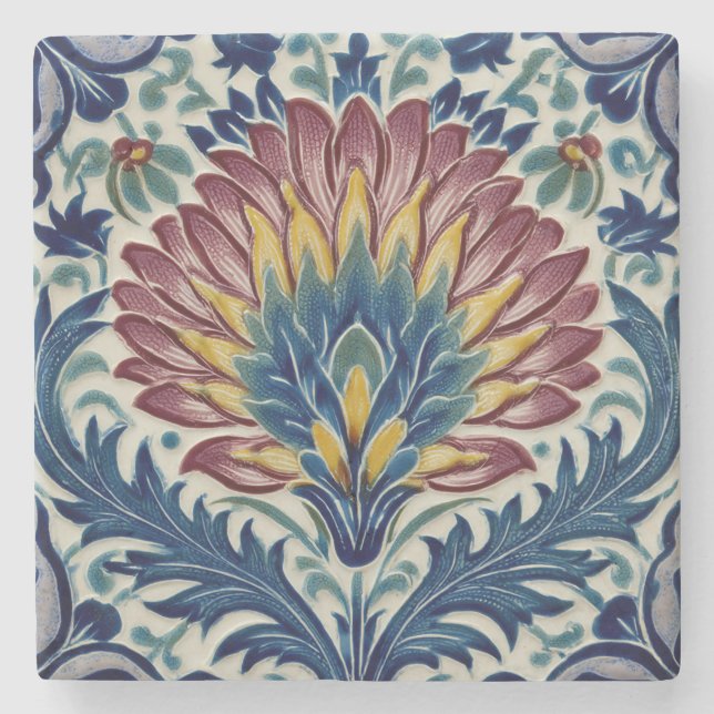 William De Morgan Oriental Blume Steinuntersetzer (Vorderseite)
