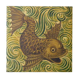 William De Morgan Repro Dolphin Tile (Gesichter re Fliese