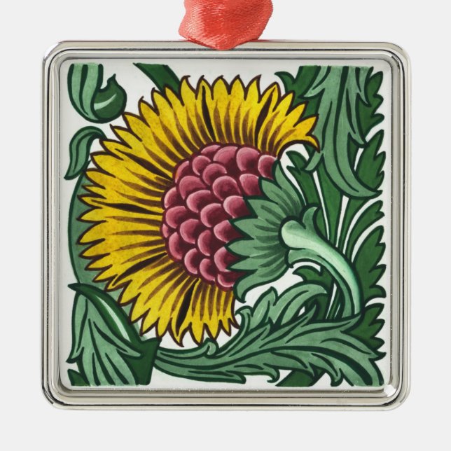 William de Morgan Tile Silbernes Ornament (Vorne)