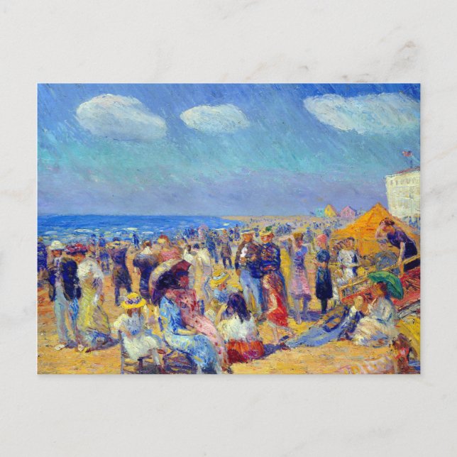 William Glackens Crowd am Meer Postkarte (Vorderseite)