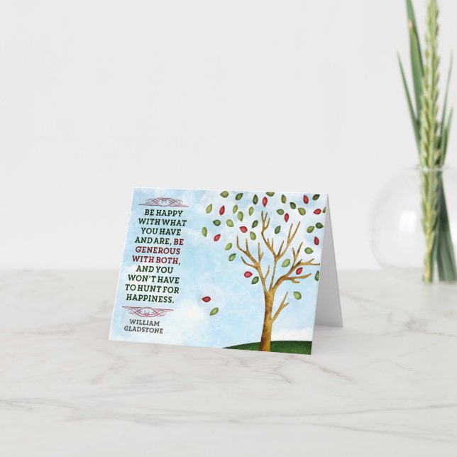 William Gladstone Inspiration Zitat "Glück" Dankeskarte (Vorderseite)