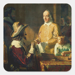 William Harvey demonstriert Charles I Quadratischer Aufkleber