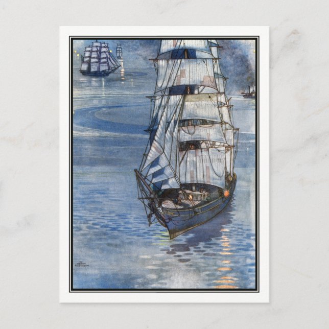 William Heath Robinson - Vintage Schifffahrtskunst Postkarte (Vorderseite)