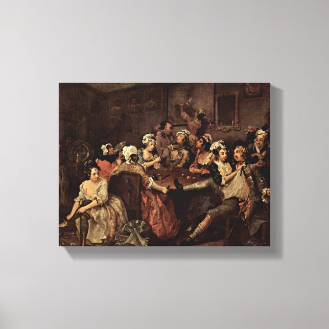 William Hogarth - In einer Taverne Leinwanddruck (Vorderseite)