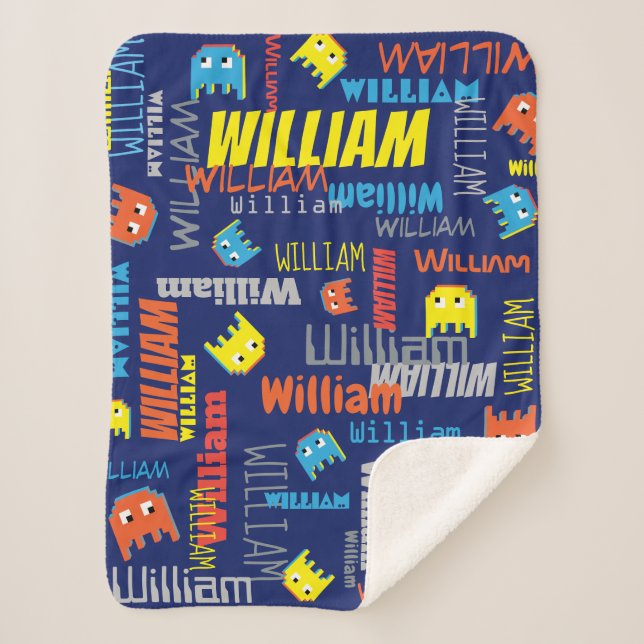 William individuelle Name Pixel Gaming Blue Sherpadecke (Vorderseite)