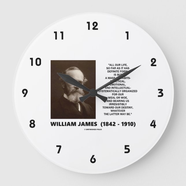 William James Mass of Habits Destiny Zitat Große Wanduhr (Vorderseite)