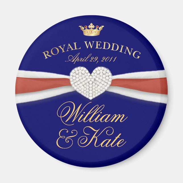 William & Kate - Königliche Hochzeit - Gedenkgesch Magnet (Vorne)