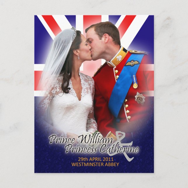 William & Kate Royal Wedding Kiss Postcard Postkarte (Vorderseite)