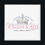 William & Kate Royal Wedding Magnet<br><div class="desc">Hochzeitssouvenir für die Hochzeit von Prinz William und Kate Middleton feiern ihre Hochzeit am 29. April 2011 in England. Ein königliches Kronbild der britischen Monarchie macht großartige Souvenirs zum Gedenken an einen wunderbaren Anlass!</div>