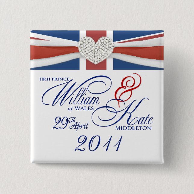 William & Kate Wedding Gedenkstätte Keepake Button (Vorderseite)