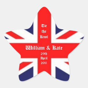 William & Kate Wedding-Union Jack Stern-Aufkleber