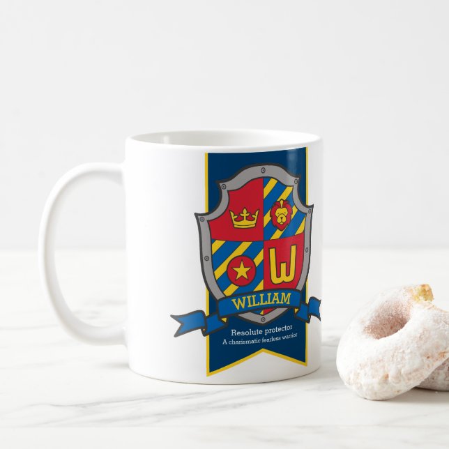 William Letter W heraldry Ritter Löwe Kaffeetasse (Mit Donut)