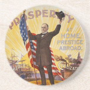 William McKinley-Kampagnen-Plakat-Goldaktie Sandstein Untersetzer