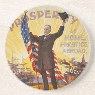 William McKinley-Kampagnen-Plakat-Goldaktie Sandstein Untersetzer