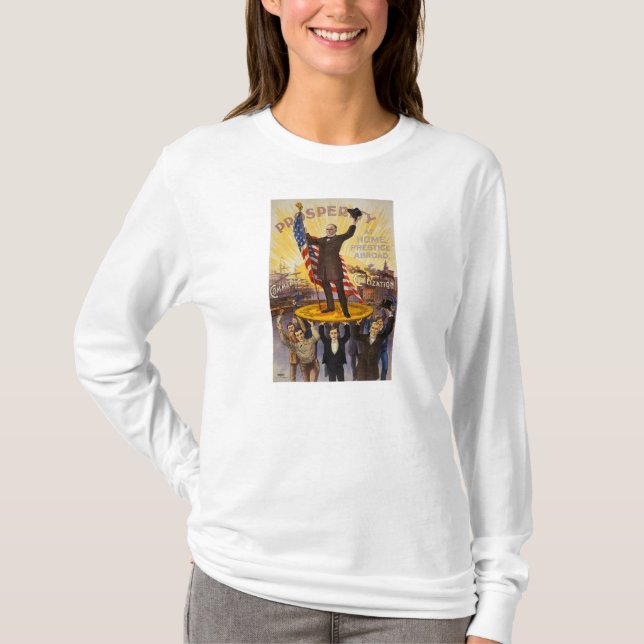 William McKinley-Kampagnen-Plakat-Goldaktie T-Shirt (Vorderseite)