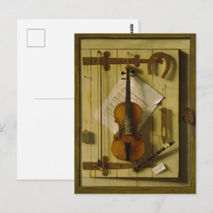 William Michael Harnett Violin-Musik-Stillleben Postkarte