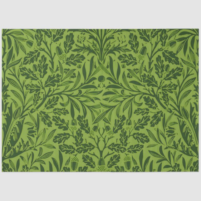 William Mirrors Acorns & oak Blätter Pattern Green Seidenpapier (Vorderseite)