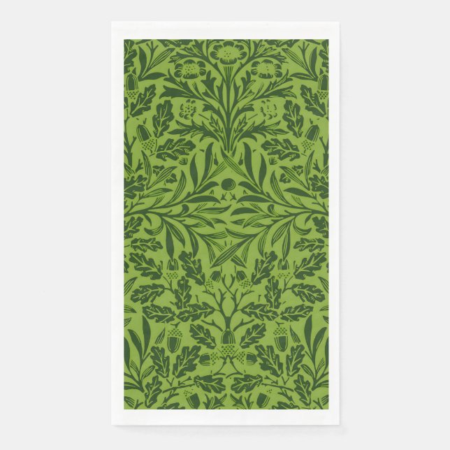 William Mirrors Acorns & oak Blätter Pattern Green Serviette (Vorderseite)