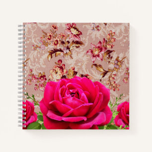 William Moris Botanisches Muster mit Foto-Rose Notizbuch