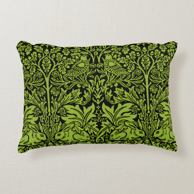 William Morris 1881 Vögel, Kaninchen-Muster Dekokissen (Vorderseite)