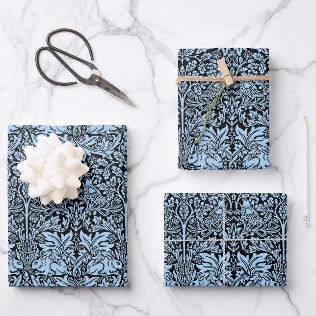 William Morris 1881 Vögel, Kaninchen-Muster Geschenkpapier Set (Vorderseite)
