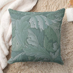 William Morris Acanthus-Blatt Teal Blau Muster Kissen