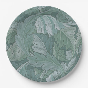 William Morris Acanthus-Blatt Teal Blau Muster Pappteller