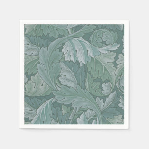 William Morris Acanthus-Blatt Teal Blau Muster Serviette