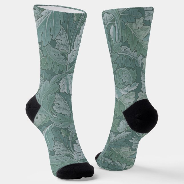 William Morris Acanthus-Blatt Teal Blau Muster Socken (Gewinkelt)