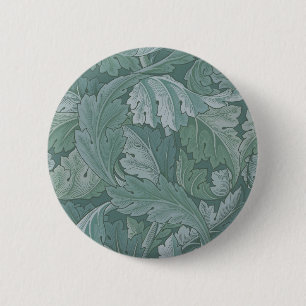 William Morris Acanthus-Blatt Tealblau-Muster Button