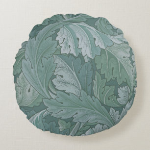 William Morris Acanthus-Blatt Tealblau-Muster Rundes Kissen