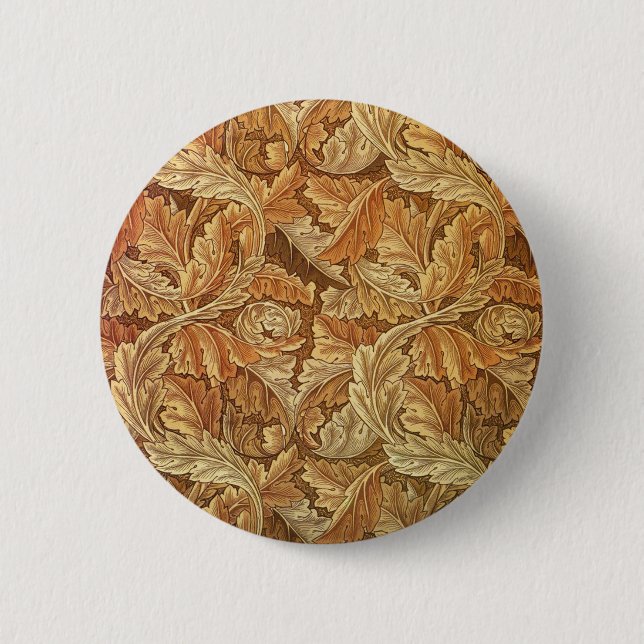 William Morris Acanthus Brown Autumn Leaves Button (Vorderseite)