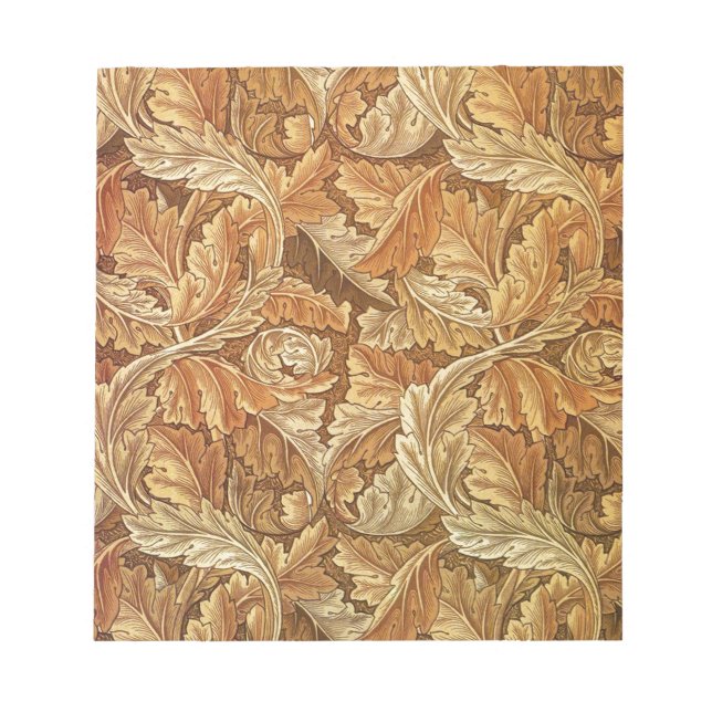 William Morris Acanthus Brown Autumn Leaves Notizblock (Vorderseite)